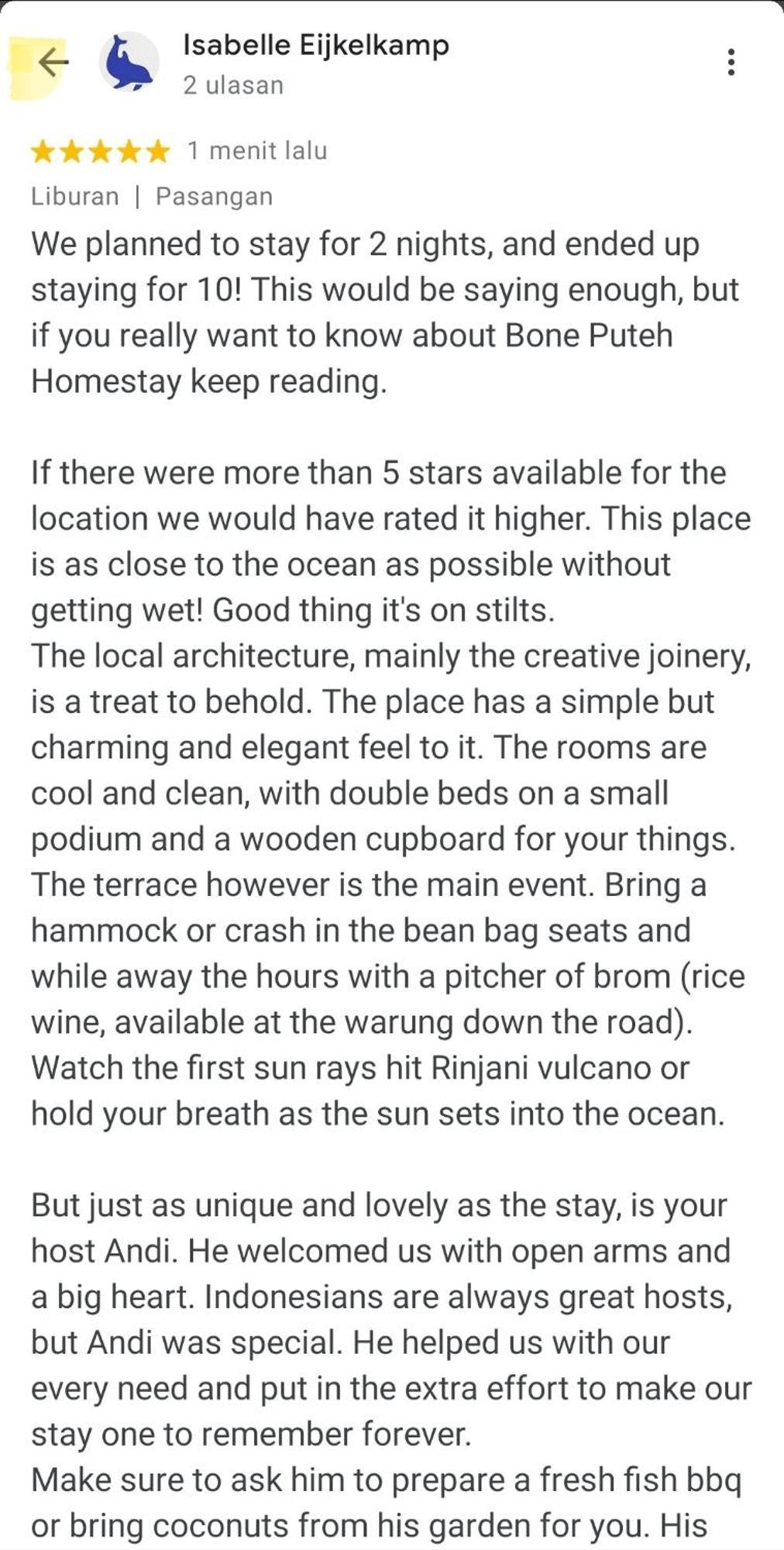 Boneputeh Homestay Taliwang Екстериор снимка